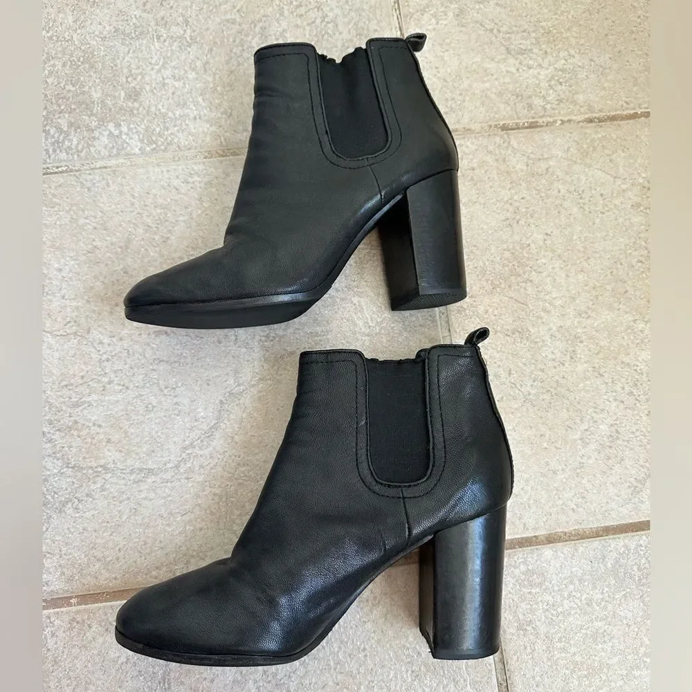Tory Burch Boots size 8 real genuine leather ankle‎ boot black Margaux